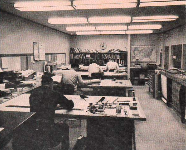 old photo of drafting room